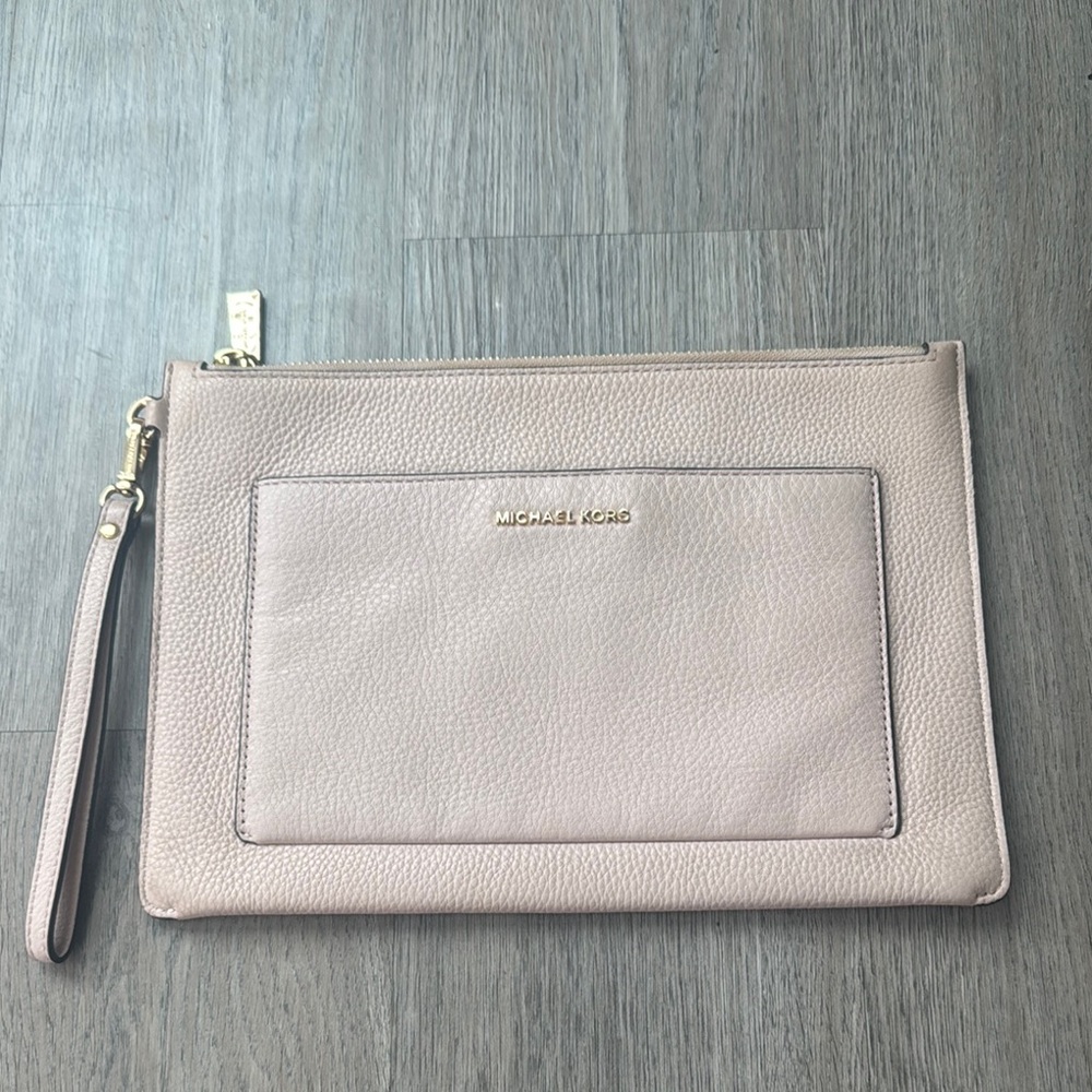 Michael Kors Beige Leather Clutch